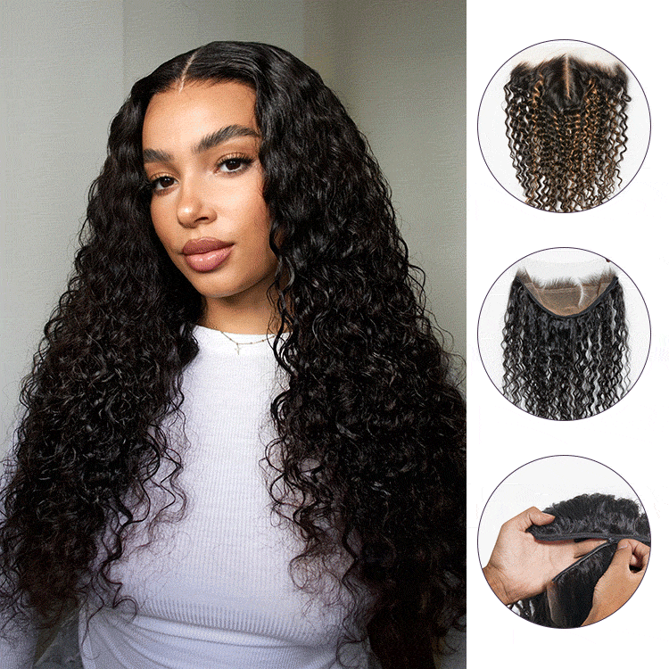 ZIP & GO WIGS | Deep Wave Natural Max Ear-to-Ear 13x5 Frontal HD Lace Wig Buy 1 Get 1 Free Replaceable Top