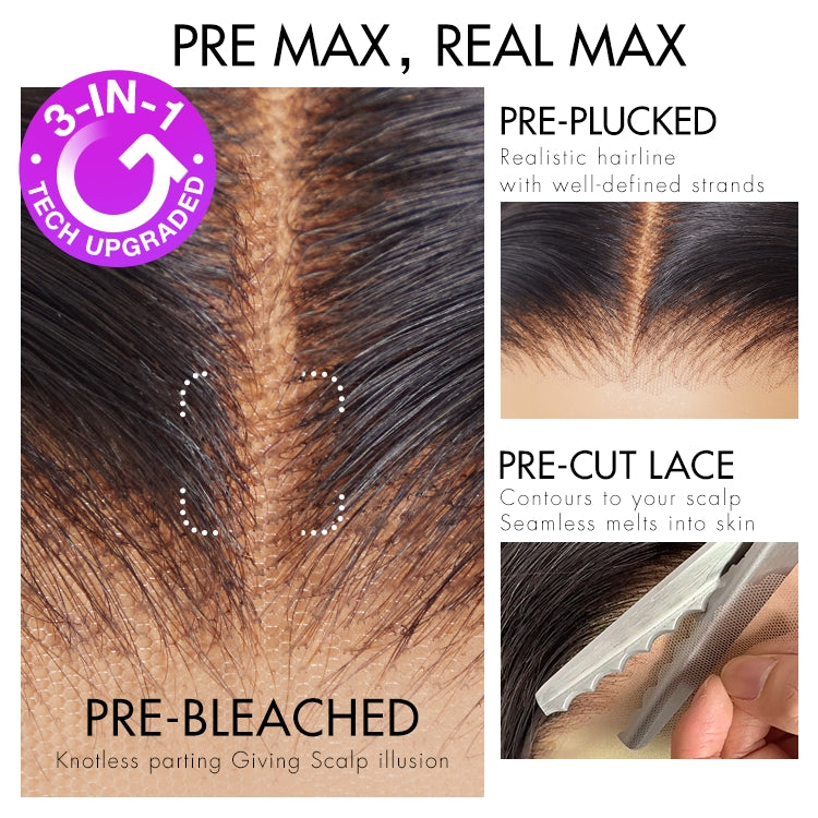 PreMax Wigs - 180% Density Body Wave / Straight Glueless 13x4 Frontal Lace Long Wig Pre-Cut Lace