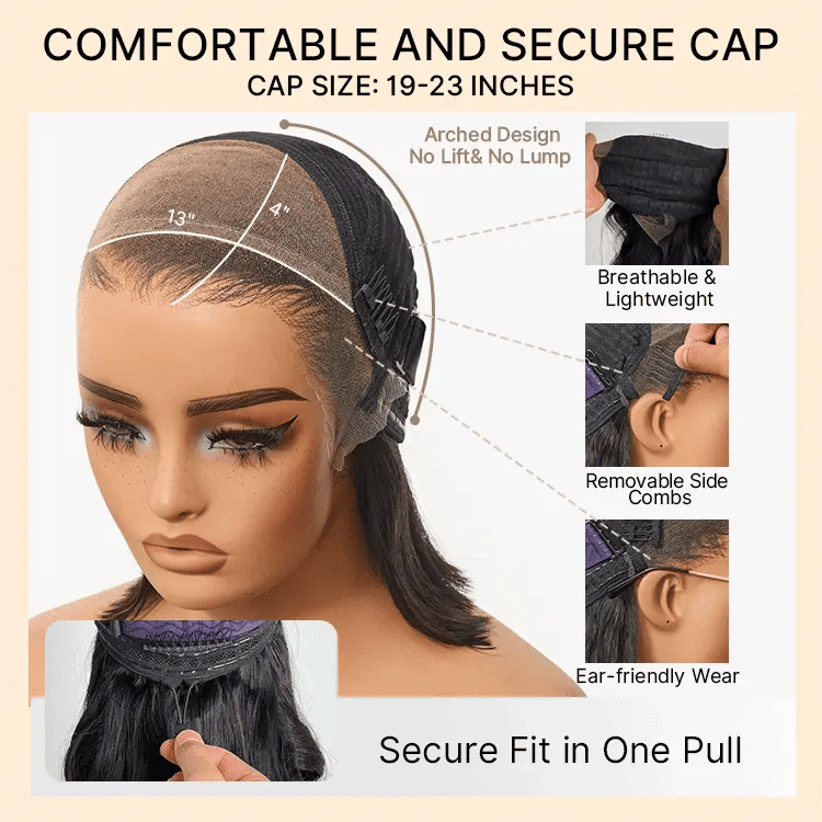 NatureMAX™ 250% Density Loose Wave Glueless Ear-to-ear 13x4 HD Lace Front High Density Wig Pre-Cut Lace Flexi-Fit Drawstring Cap