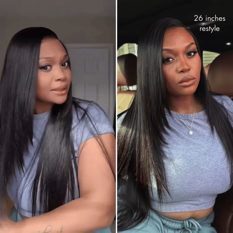 Luvme All-Day Comfort™ Wig 180% Density Layered Light Yaki Straight / Loose Body Wave Glueless 7x6 Closure HD Lace Human Hair Wig Pre-Cut Lace