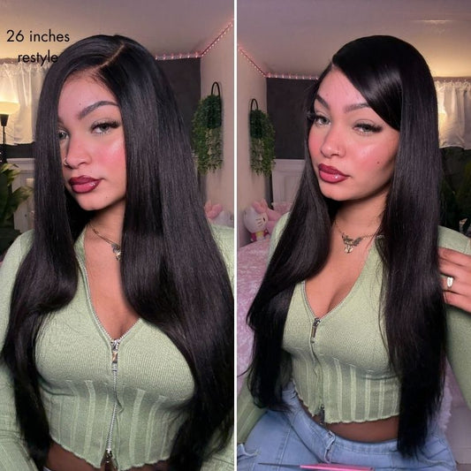 Luvme All-Day Comfort™ Wig 180% Density Layered Light Yaki Straight / Loose Body Wave Glueless 7x6 Closure HD Lace Human Hair Wig Pre-Cut Lace