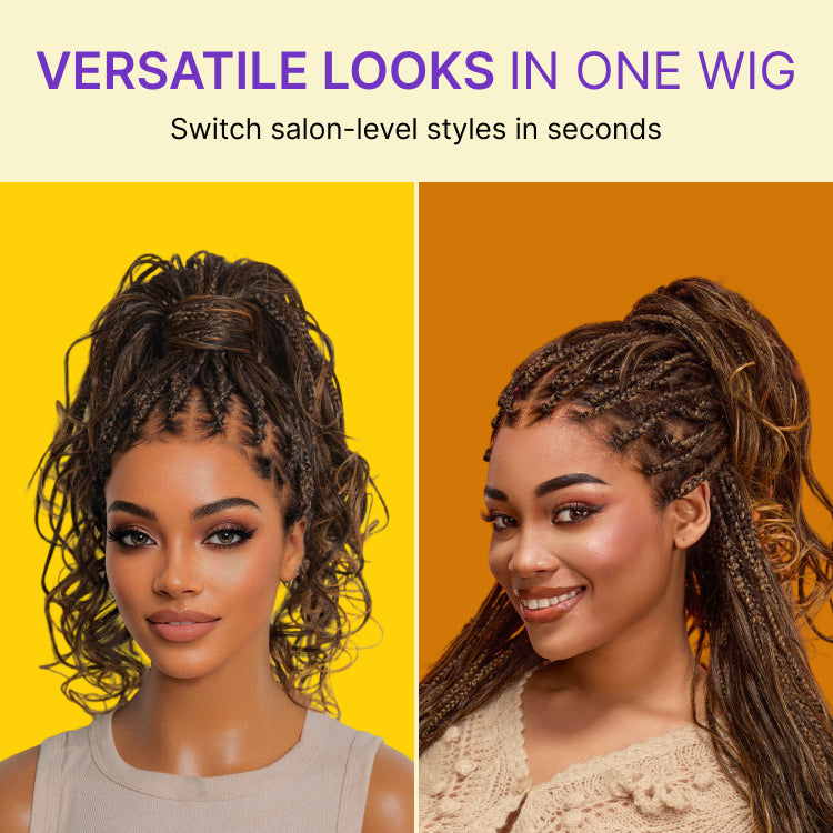 Readitress™ Ombre Honey Blonde French Curl Knotless Boho Braids HD Full Lace Long Wig Flexi Fit Invisi Drawstring Cap - US Only