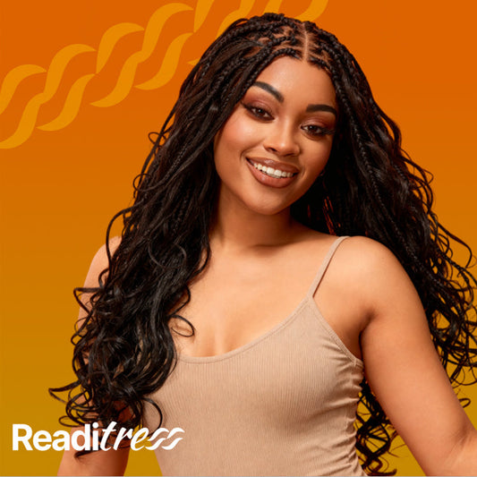 Readitress™ French Curl Knotless Boho Braids HD Full Lace Long Wig Flexi Fit Invisi Drawstring Cap - US Only