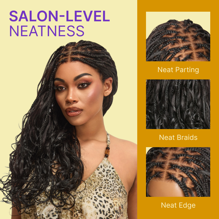 Readitress™ French Curl Knotless Boho Braids HD Full Lace Long Wig Flexi Fit Invisi Drawstring Cap - US Only