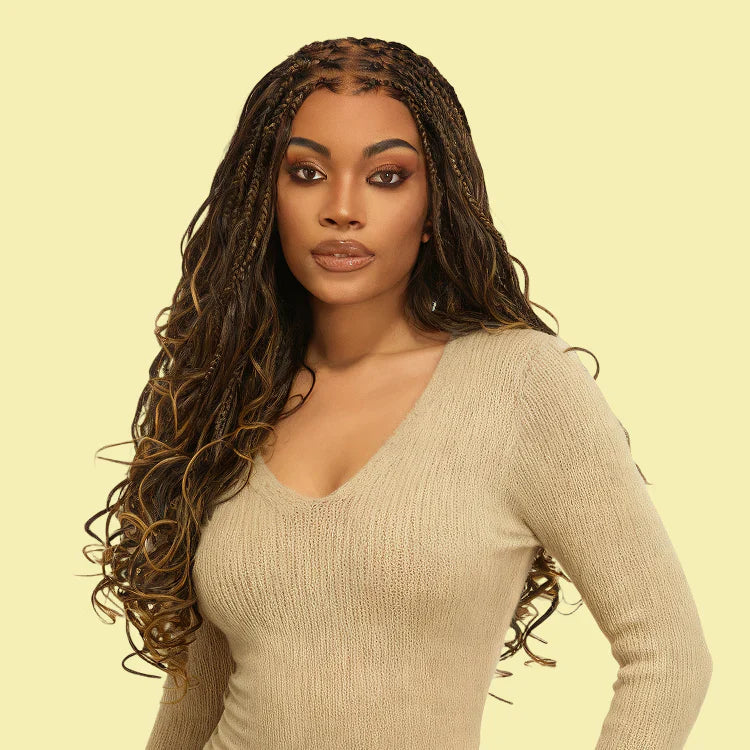 Readitress™ French Curl Knotless Boho Braids HD Full Lace Long Wig Flexi Fit Invisi Drawstring Cap - US Only