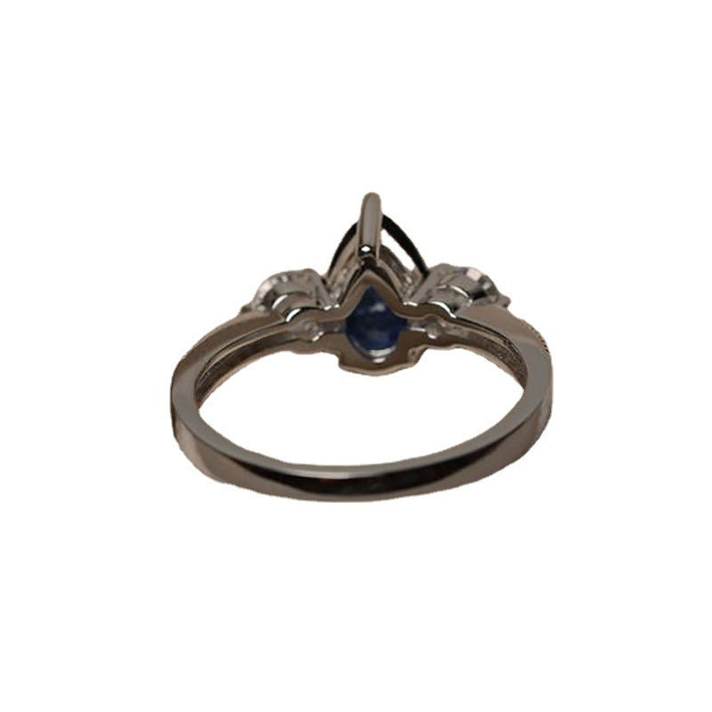 Blue Zircon Female Engagement Wedding Love Ring