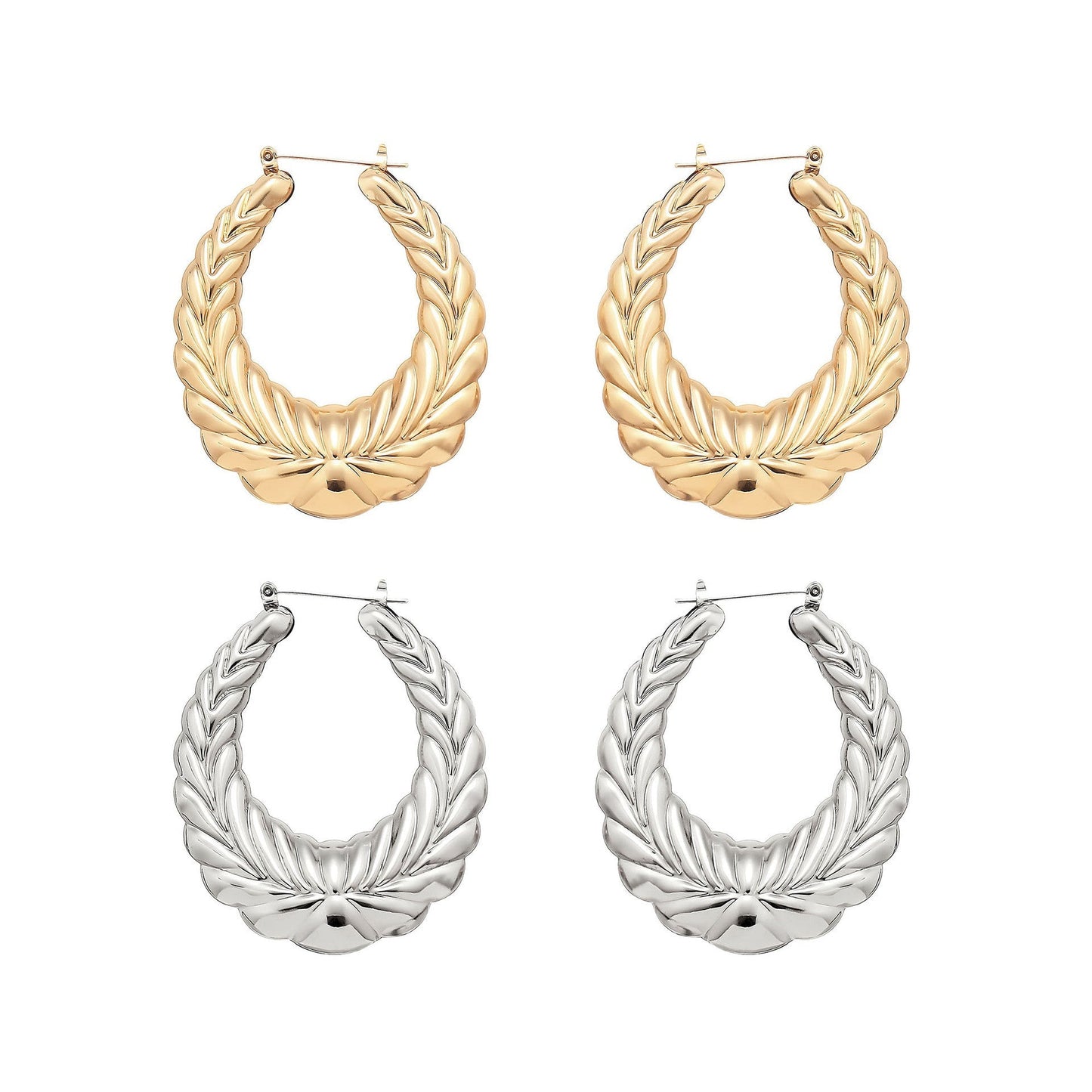 Fashion Personality Wheat Pattern Oval Earrings