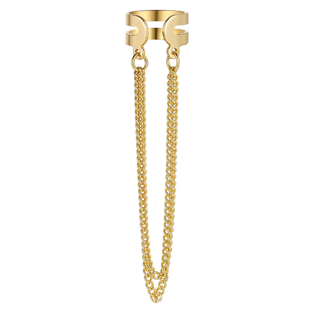 Fashion Double Metal Chain Tassel Earrings
