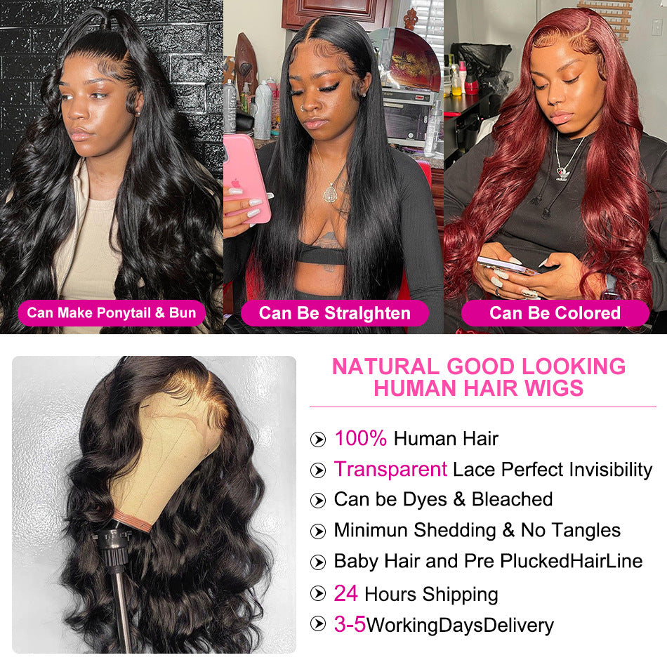 PURE HUMAN Wigs Front Lace Long Curly Hair Headgear