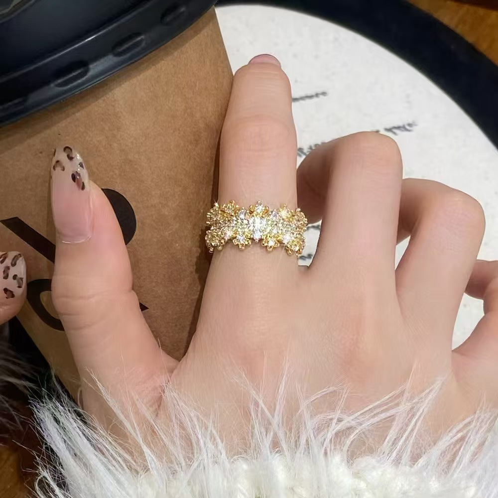 Exquisite Diamond Super Zircon Open Temperament Wild Ring