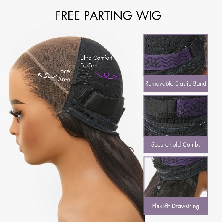 Readitress™ Side Braided Yaki Body Wave Glueless Ear-to-ear 13x6 Frontal HD Lace Wig Human Hair Flexi-Fit Drawstring Cap