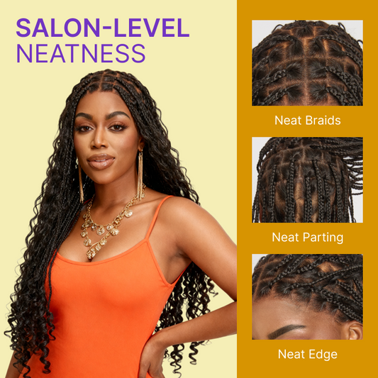 Readitress™ Light Weight Flexi-Fit Invisi Drawstring Cap Full Lace Knotless Boho Curls Braided Long Wig Super Natural Scalp - US Only