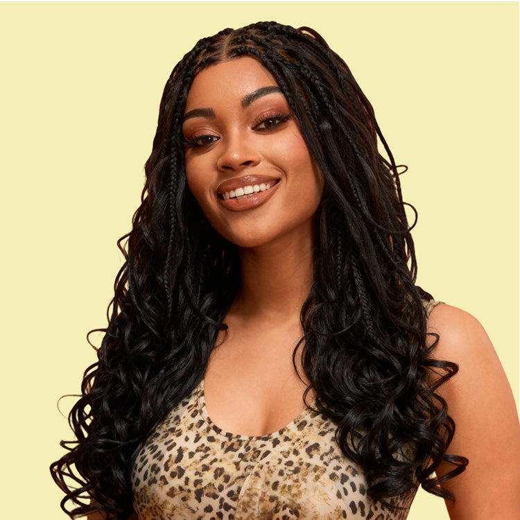 Readitress™ French Curl Knotless Boho Braids HD Full Lace Long Wig Flexi Fit Invisi Drawstring Cap - US Only