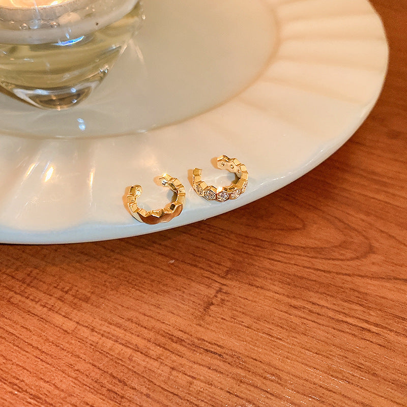 High-end New Rhinestone Zircon Ear Clip Three-piece Set